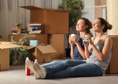 People sitting - planning to move to a new property.